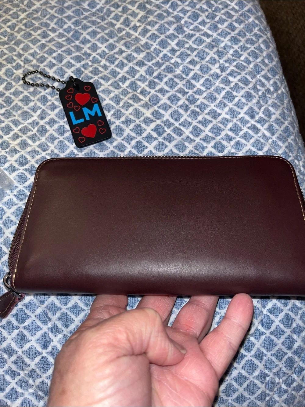 Coach Leather Zip Around Wallet -